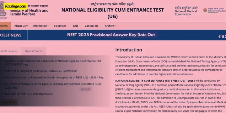 Provisional Answer Key Date Out by NTA